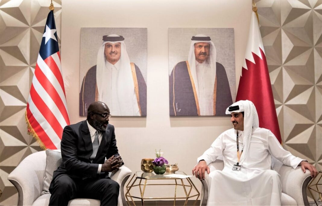 PRES. GEORGE WEAH MEETS QATARI LEADER AMIR AT A SOCCER STADIUM
