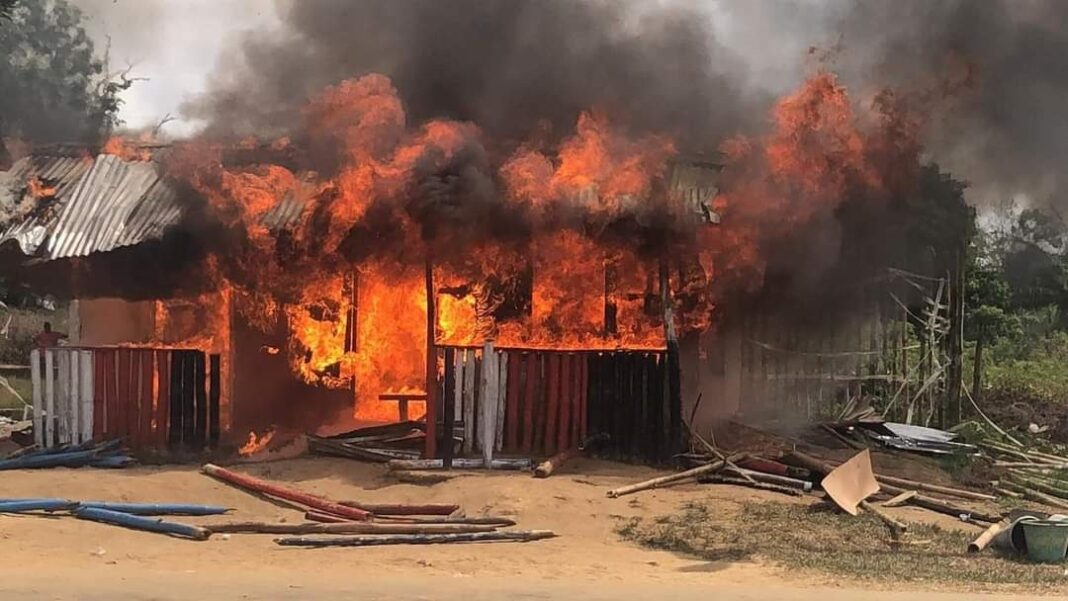 ANGRY MOTORCYCLISTS ALLEGEDLY SET ABLAZE A POLICE DEPOT IN GRAND BASSA