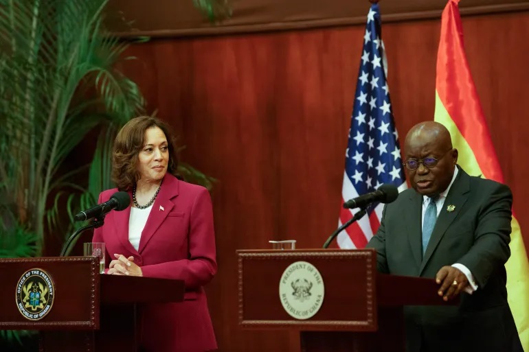 KAMALA HARRIS BEGINS AFRICA TOUR, ANNOUNCES SECURITY AID IN GHANA