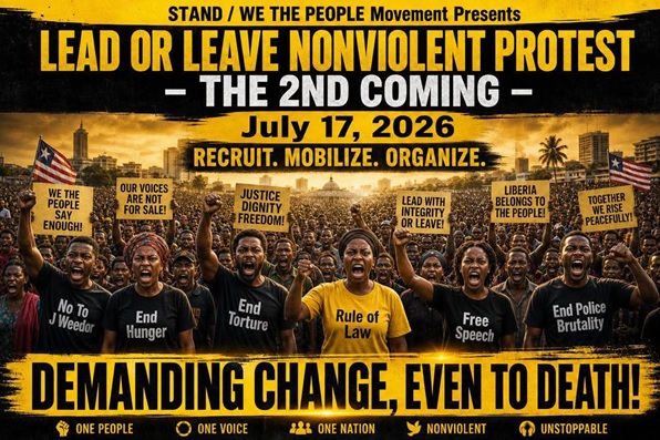 “LEAD OR LEAVE NOW” PROTEST COALITION LAUNCHED AS MORLU RALLIES LIBERIANS AGAINST BOAKAI GOVERNMENT “LEAD OR LEAVE NOW” PROTEST COALITION LAUNCHED AS MORLU RALLIES LIBERIANS AGAINST BOAKAI GOVERNMENT